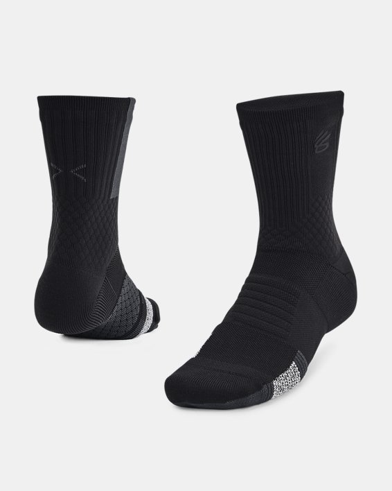 Unisex Curry ArmourDry™ Playmaker Mid-Crew Socks in Black image number 0